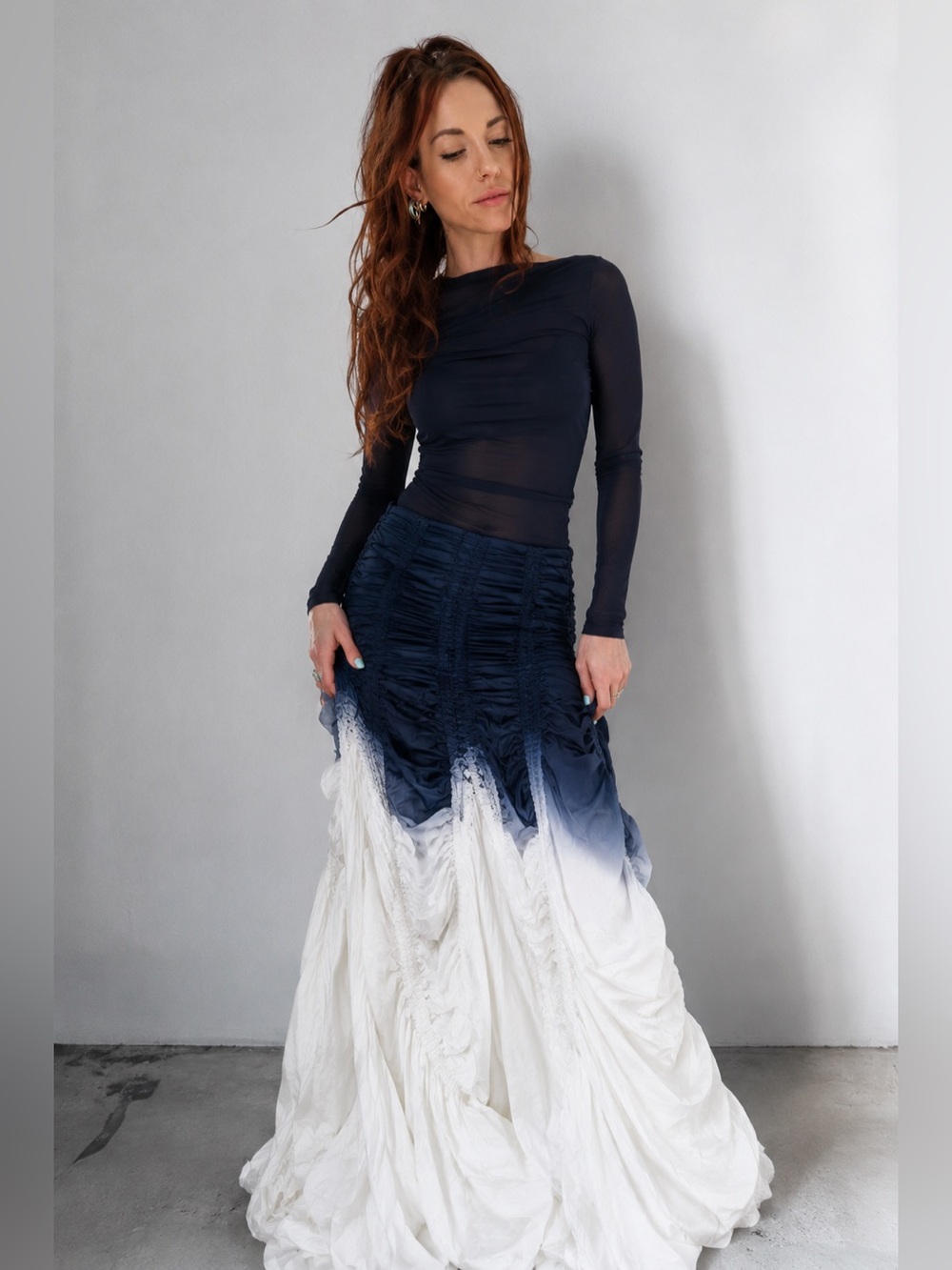 NWT Norma Kamali Ombre Parachute Fishtail Skirt ~  Size XS | MSRP $1200